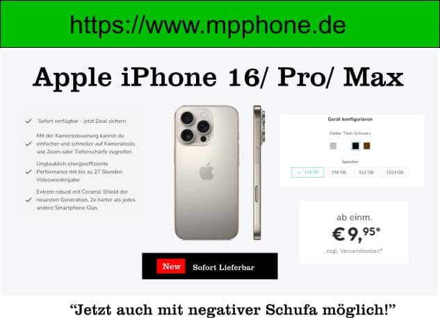 Apple iPhone 16 trotz Schufa